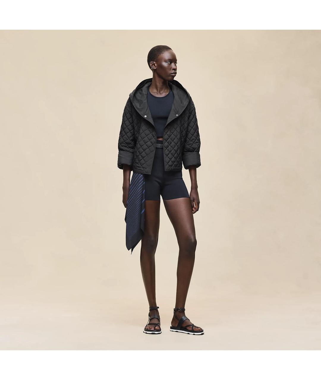 HERMES Черное полиэстеровое пальто, фото 2