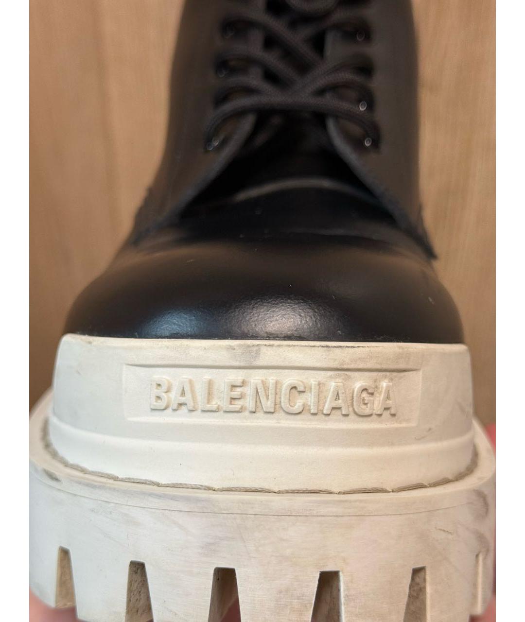 BALENCIAGA Черные кожаные высокие ботинки, фото 6