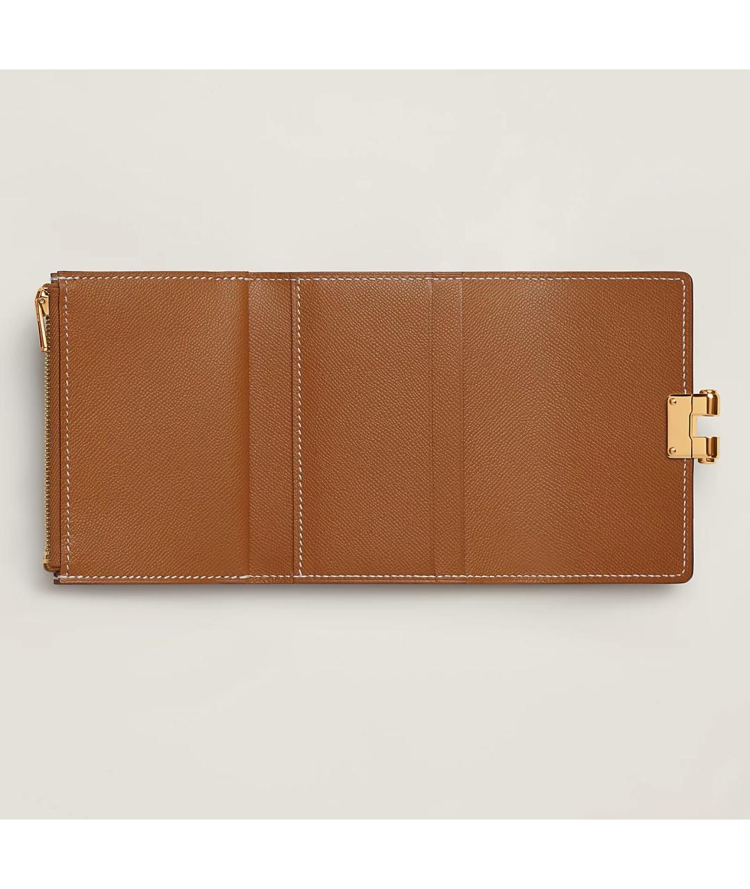 HERMES Золотой кожаный кошелек, фото 2