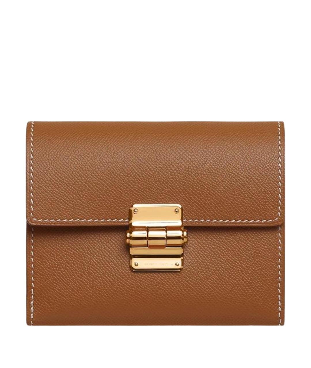 HERMES Золотой кожаный кошелек, фото 1