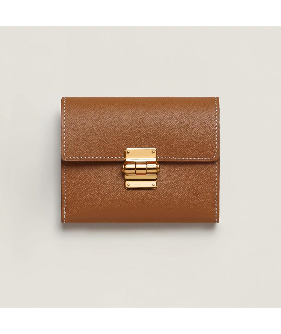 HERMES Золотой кожаный кошелек, фото 4