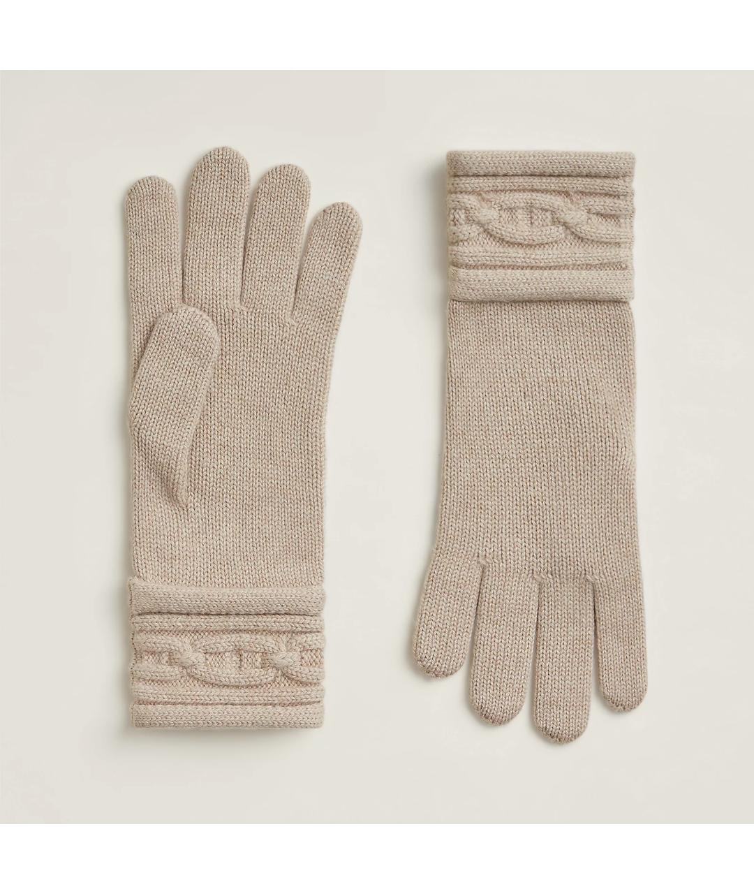 HERMES Бежевые кашемировые перчатки, фото 3