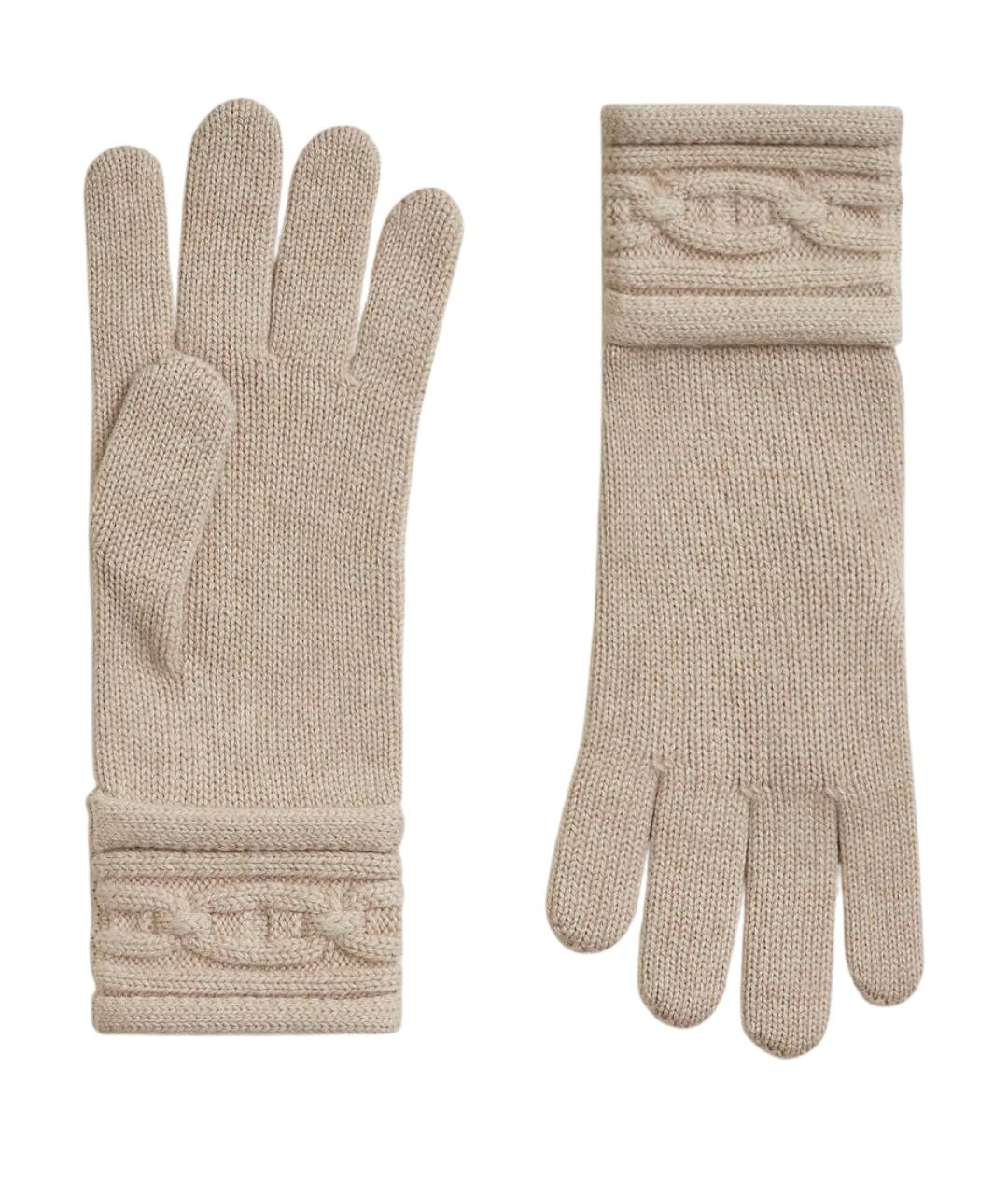 HERMES Бежевые кашемировые перчатки, фото 1