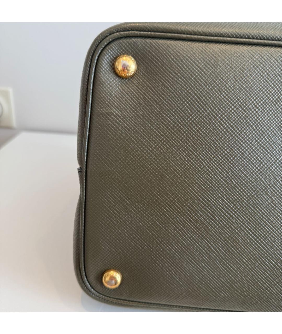 PRADA Хаки кожаная сумка тоут, фото 6