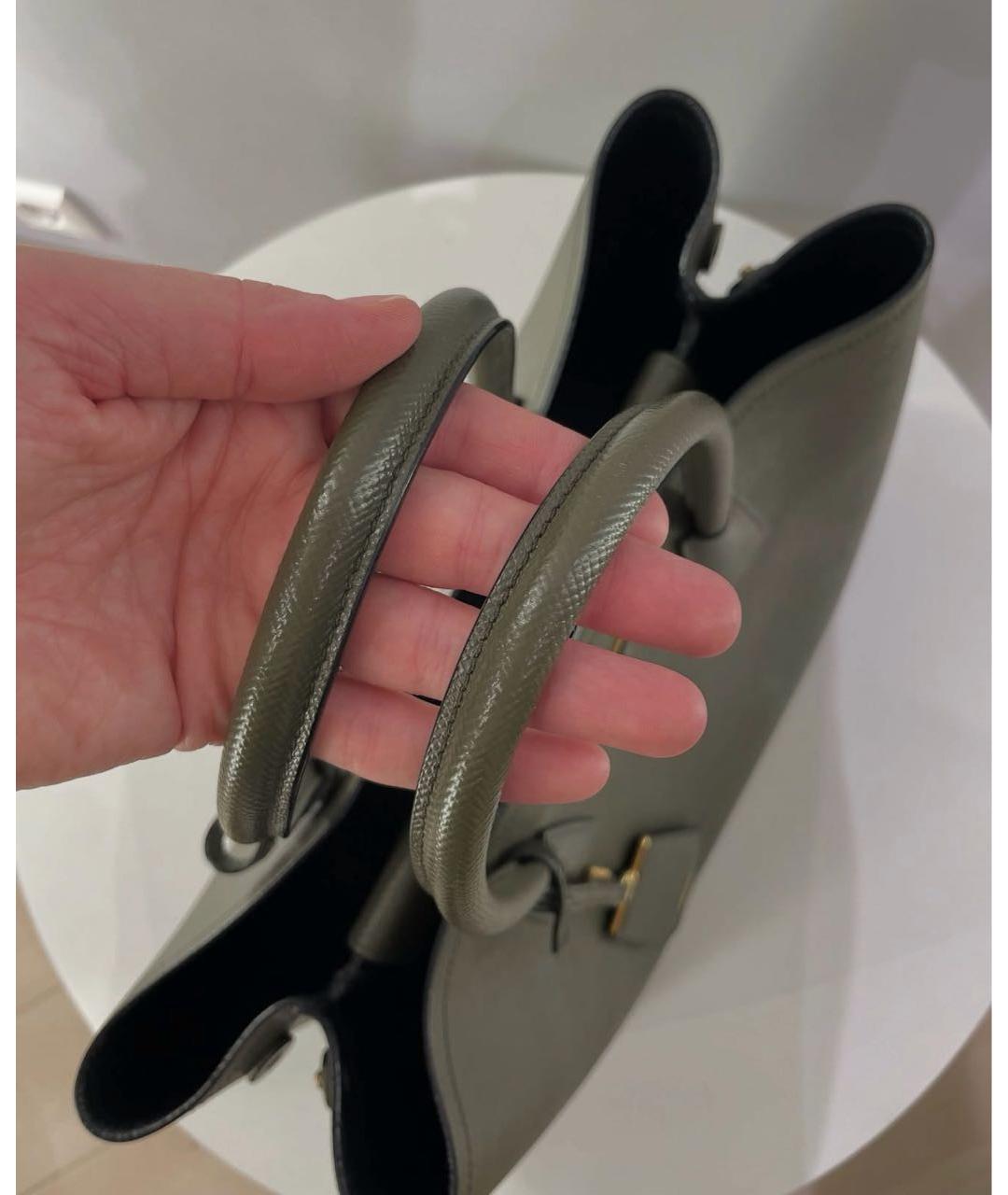 PRADA Хаки кожаная сумка тоут, фото 7