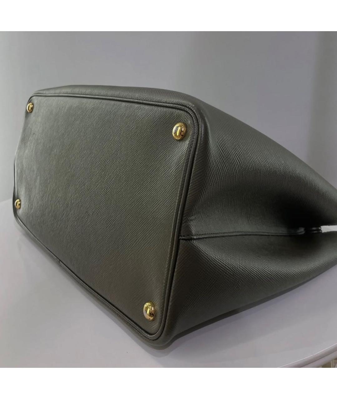PRADA Хаки кожаная сумка тоут, фото 8