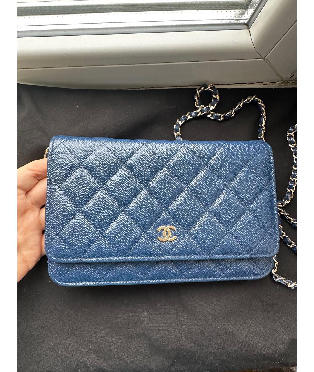 CHANEL Синяя кожаная сумка через плечо, фото 5