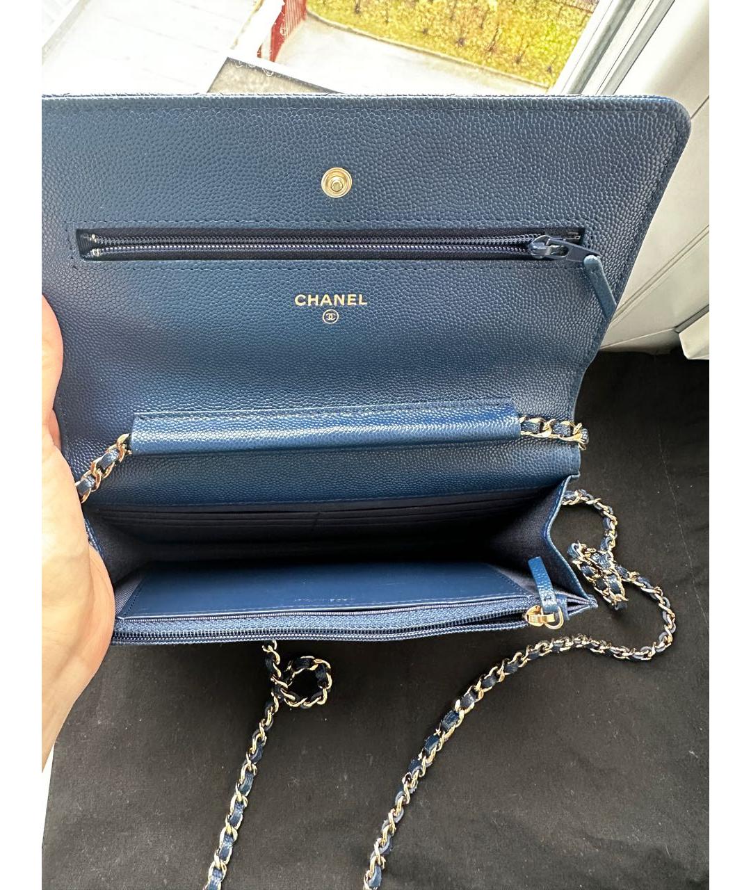 CHANEL Синяя кожаная сумка через плечо, фото 4