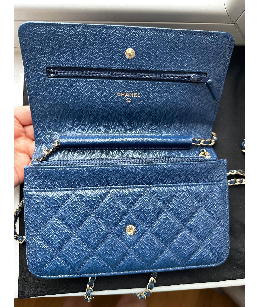 CHANEL Синяя кожаная сумка через плечо, фото 3