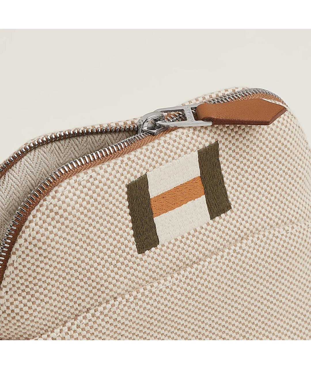 HERMES Бежевая хлопковая косметичка, фото 3