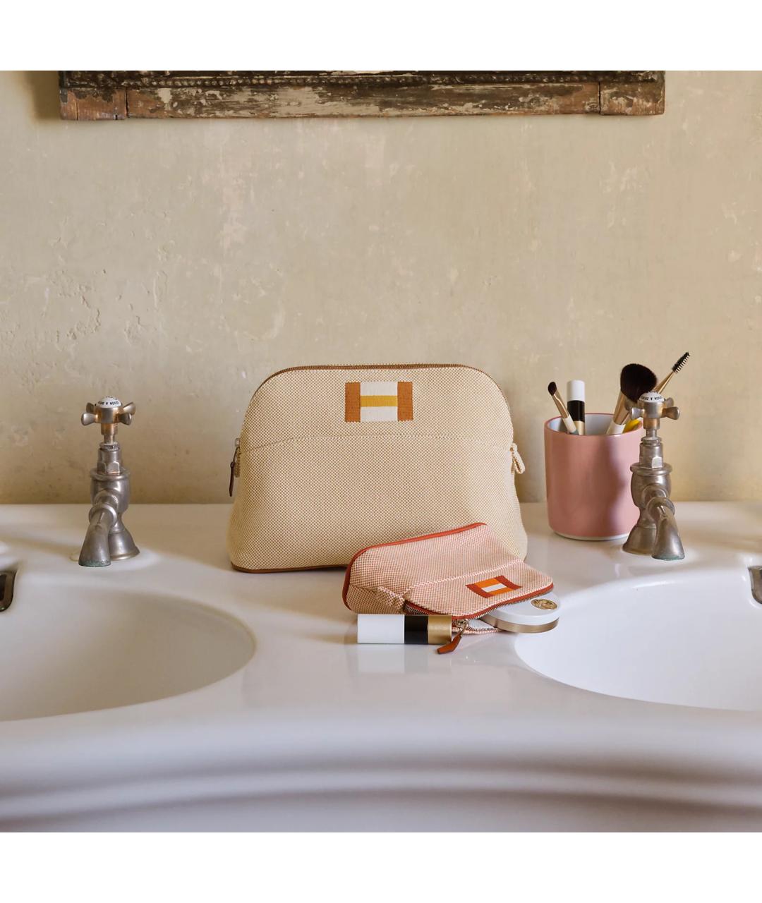 HERMES Бежевая хлопковая косметичка, фото 4
