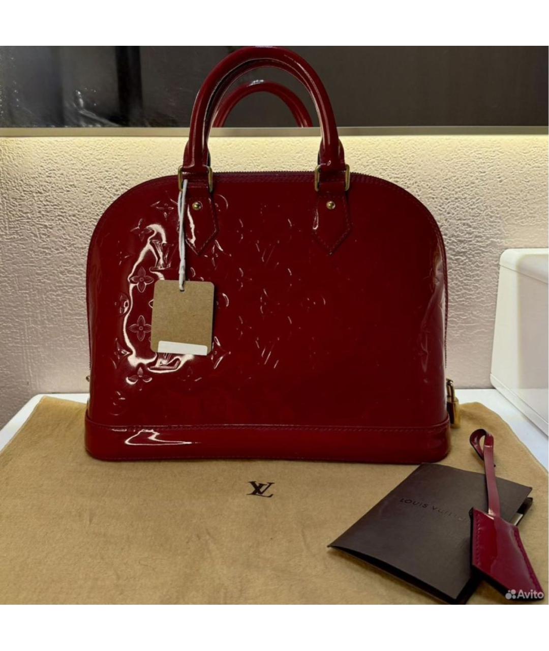 LOUIS VUITTON Красная сумка с короткими ручками из лакированной кожи, фото 4