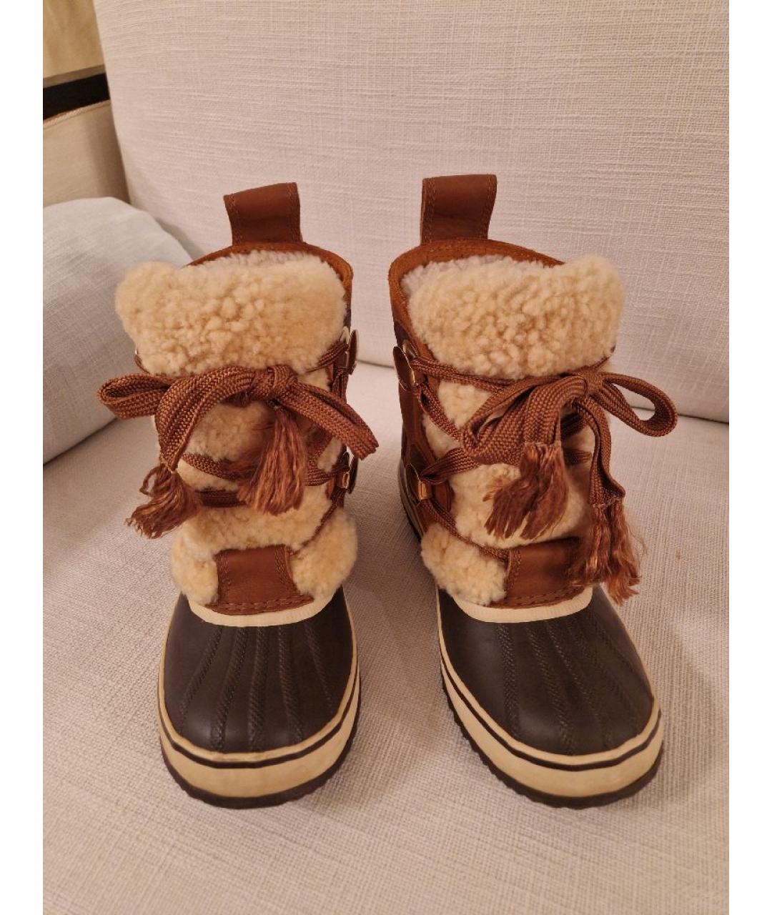 CHLOE Коричневые кожаные ботинки, фото 3