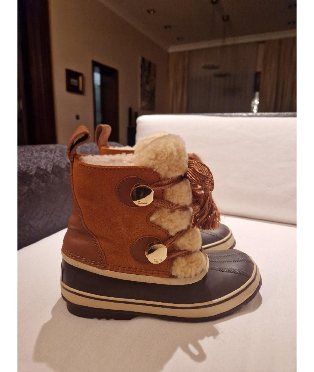 CHLOE Коричневые кожаные ботинки, фото 9