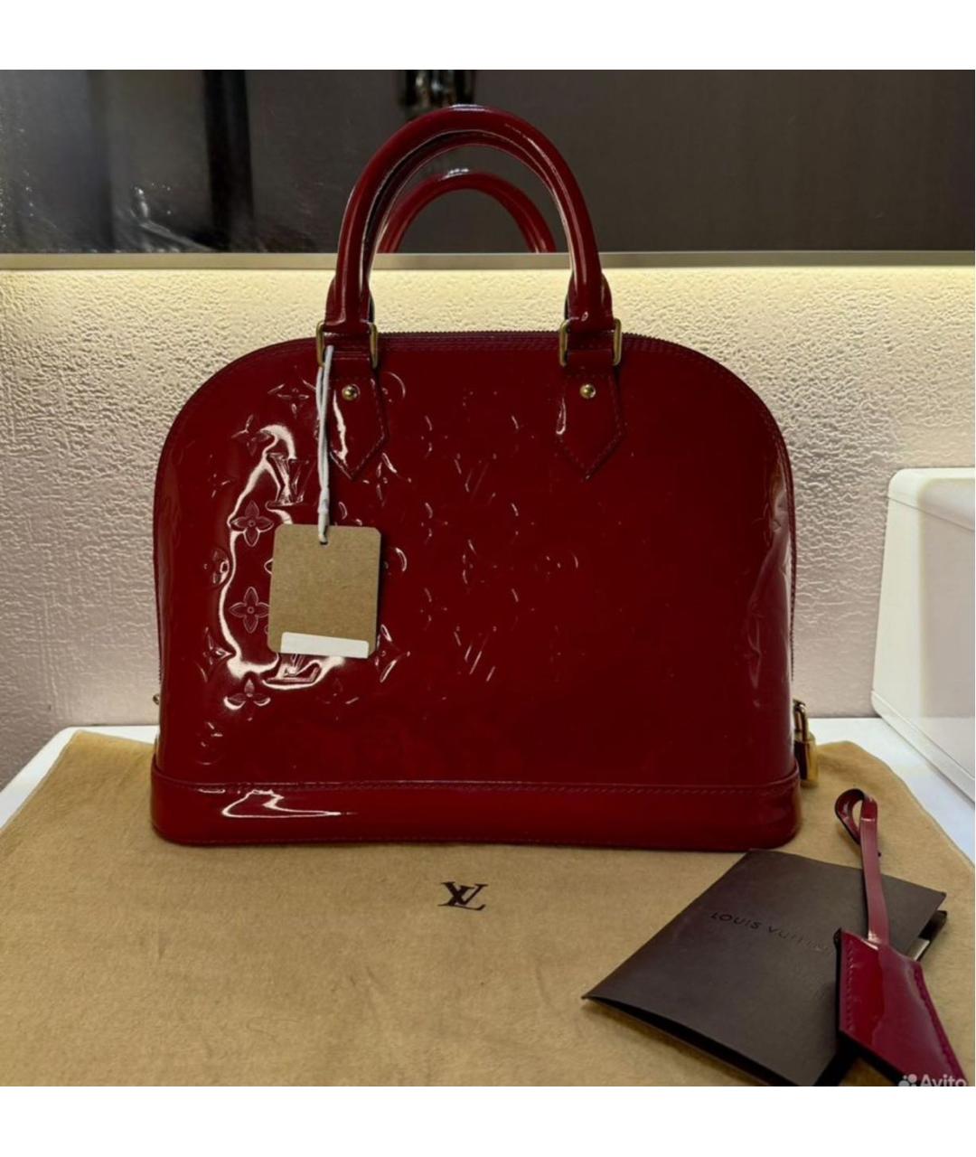 LOUIS VUITTON Красная сумка тоут из лакированной кожи, фото 2