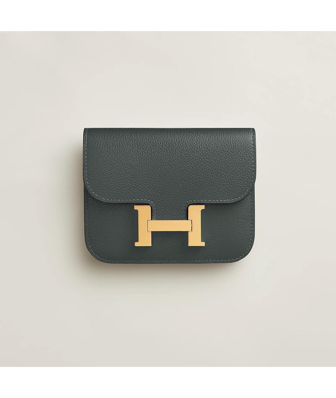 HERMES Хаки кожаный кошелек, фото 4