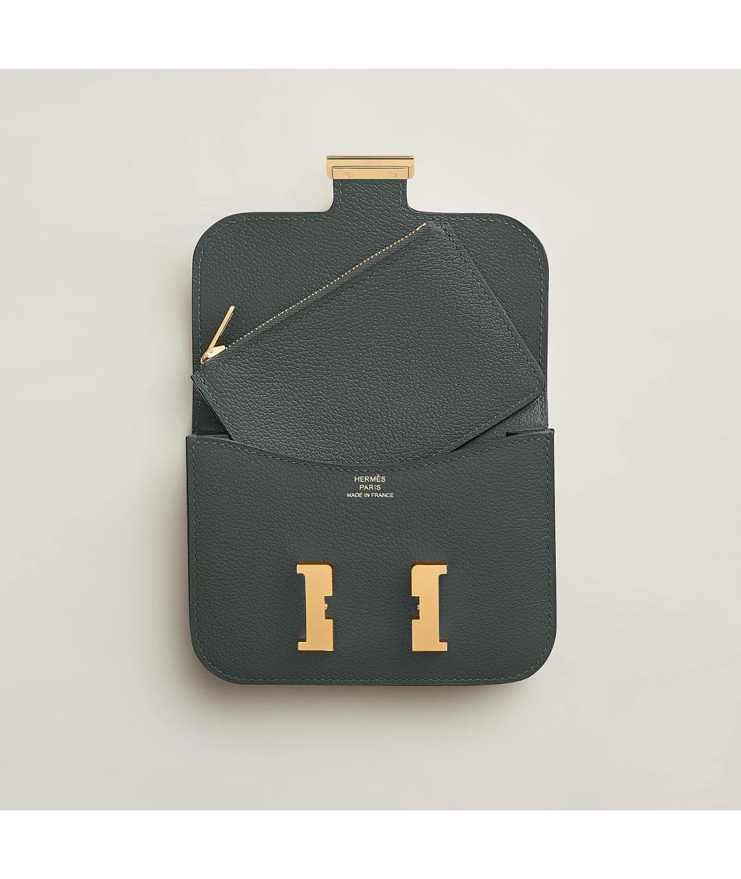 HERMES Хаки кожаный кошелек, фото 3