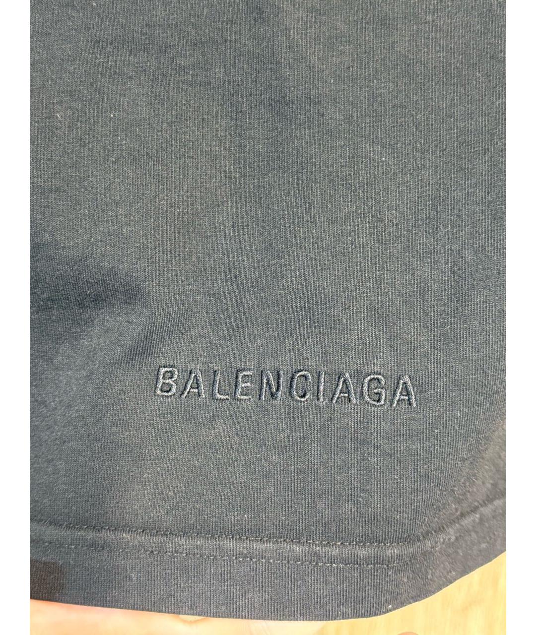 BALENCIAGA Черная хлопковая футболка, фото 4