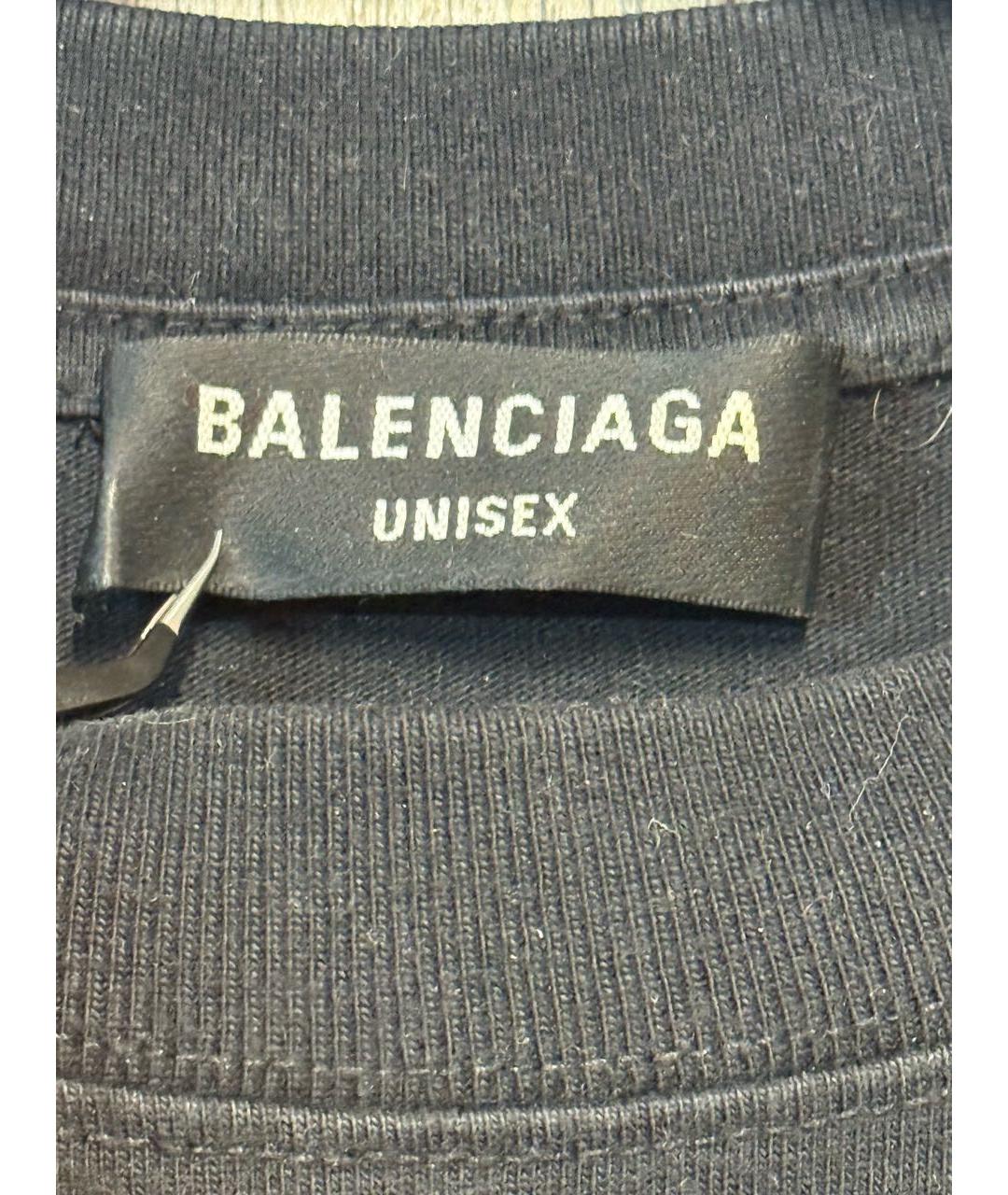 BALENCIAGA Черная хлопковая футболка, фото 5