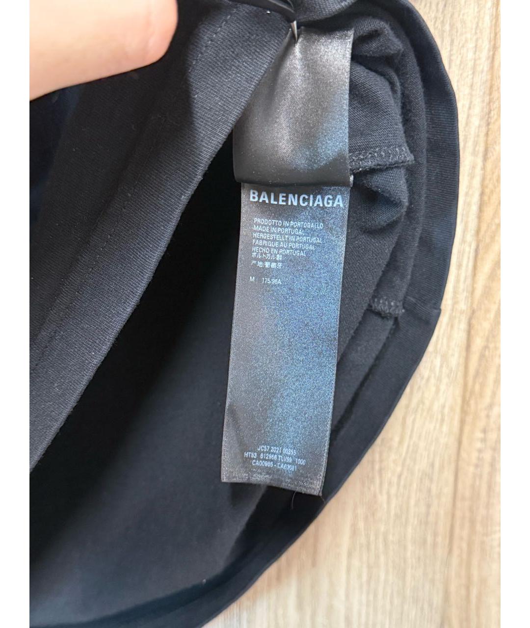 BALENCIAGA Черная хлопковая футболка, фото 7