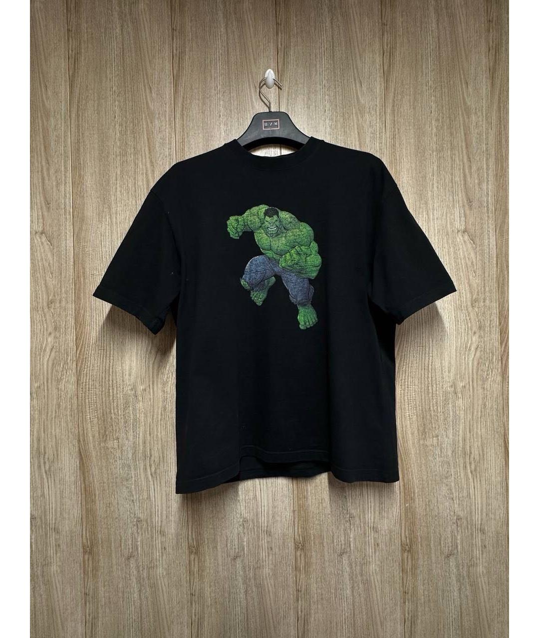 BALENCIAGA Черная хлопковая футболка, фото 9