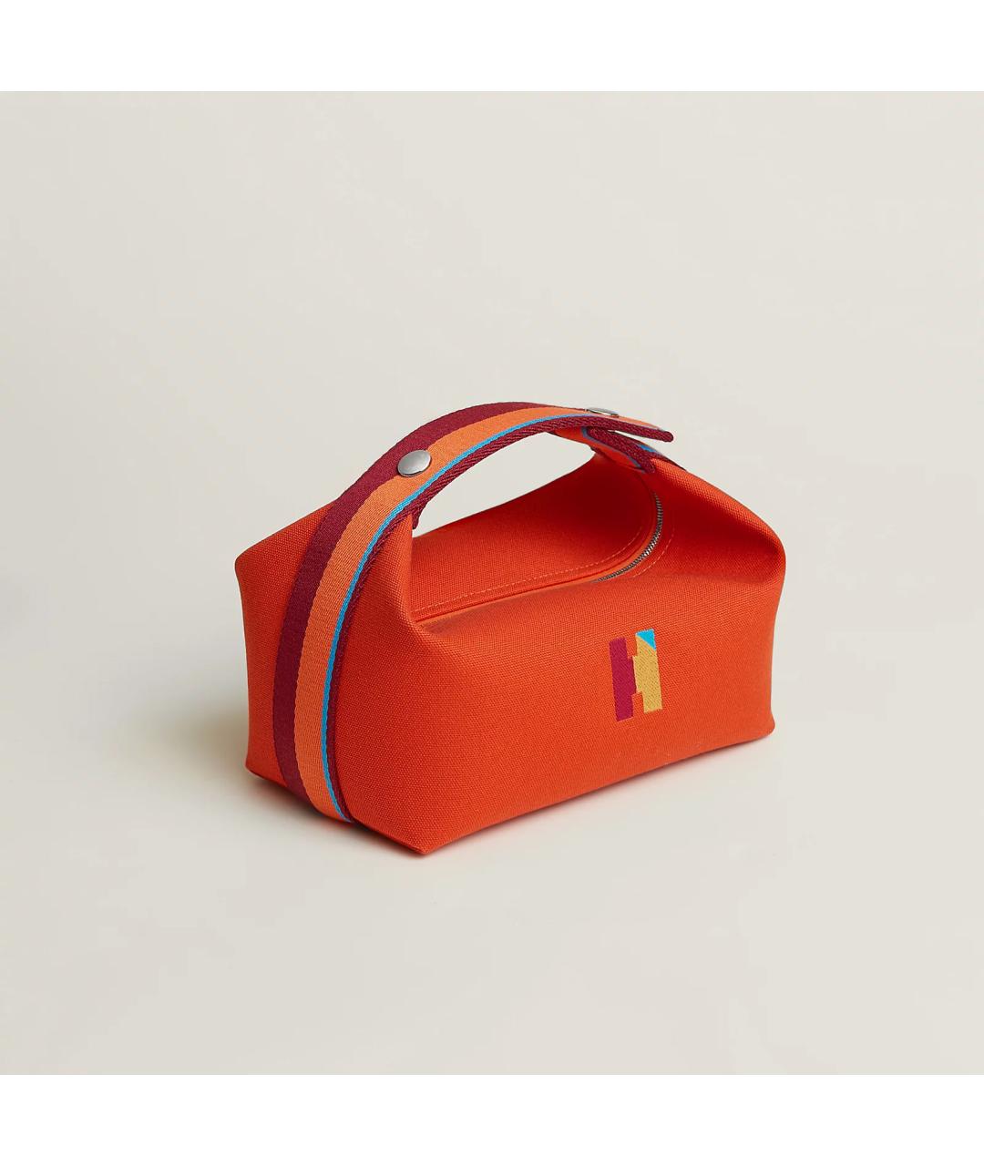 HERMES Оранжевая хлопковая косметичка, фото 4