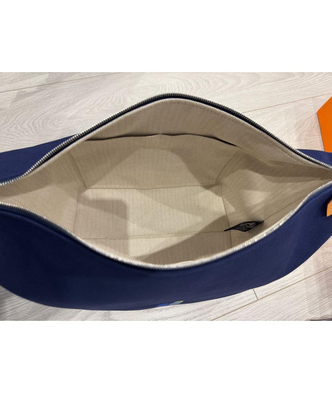 HERMES Темно-синяя деним косметичка, фото 8