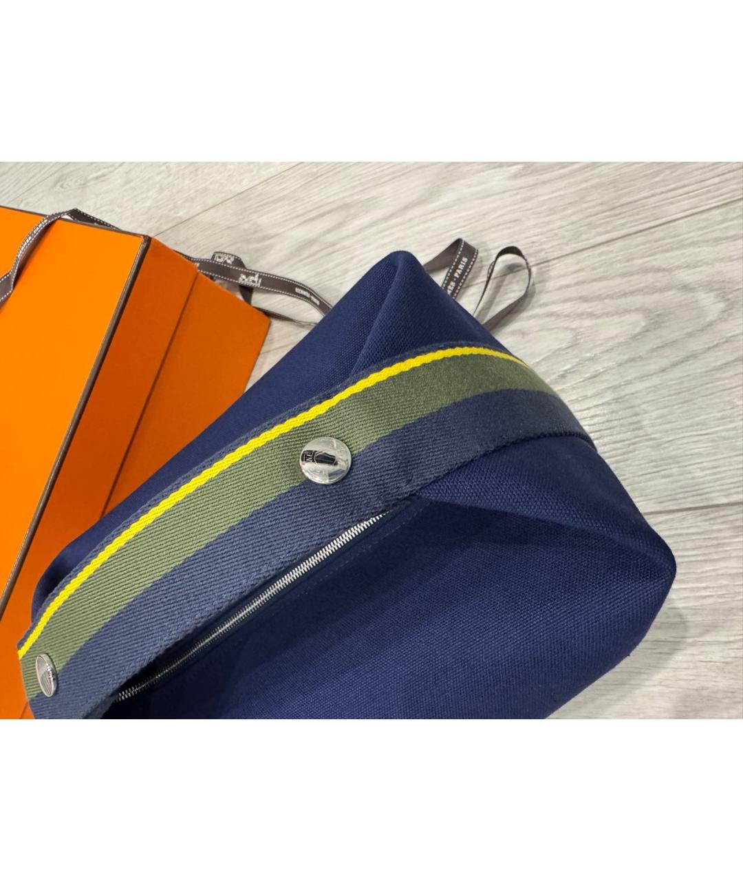 HERMES Темно-синяя деним косметичка, фото 4