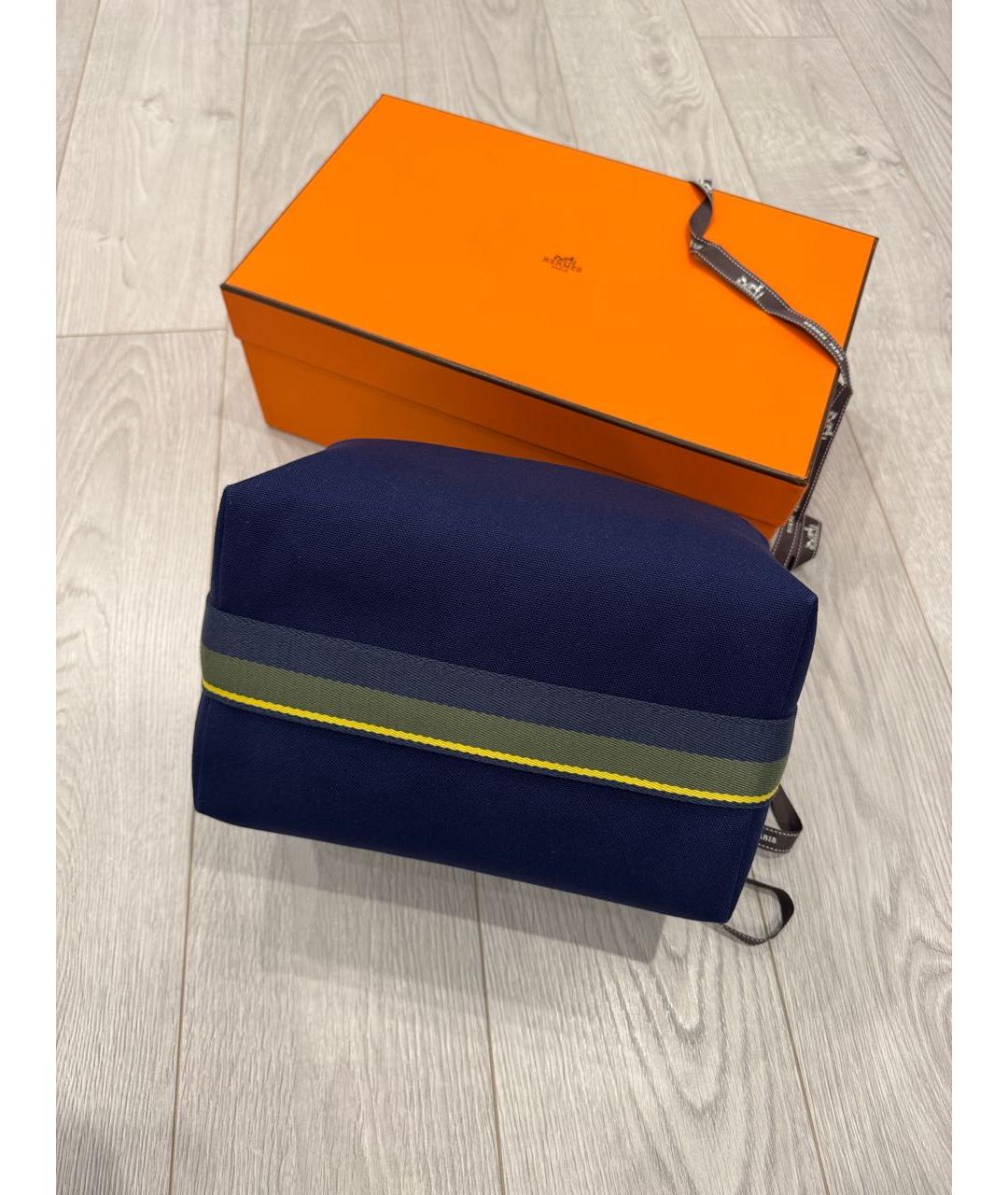 HERMES Темно-синяя деним косметичка, фото 6