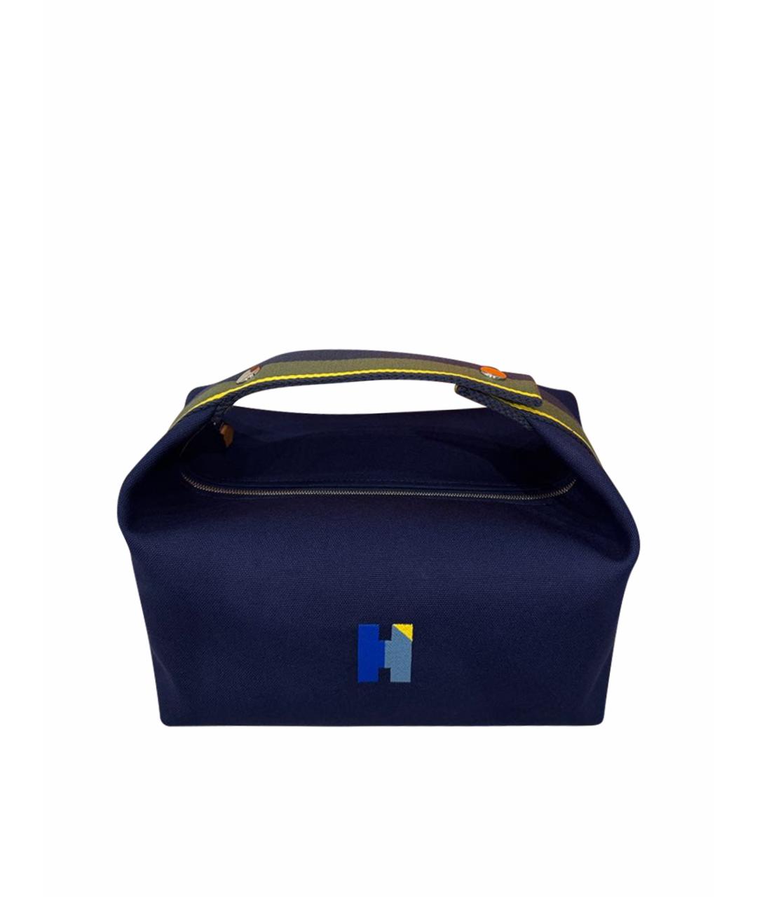 HERMES Темно-синяя деним косметичка, фото 1