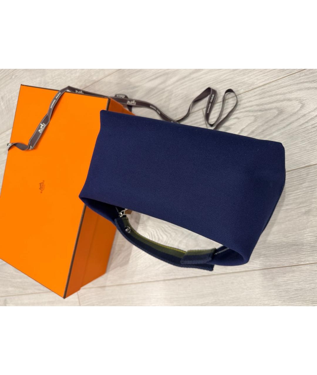 HERMES Темно-синяя деним косметичка, фото 5