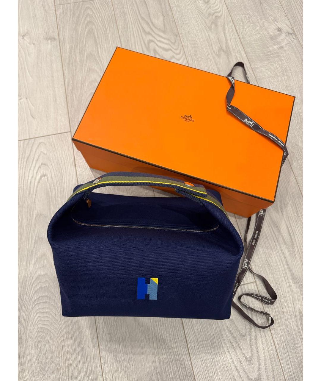HERMES Темно-синяя деним косметичка, фото 9