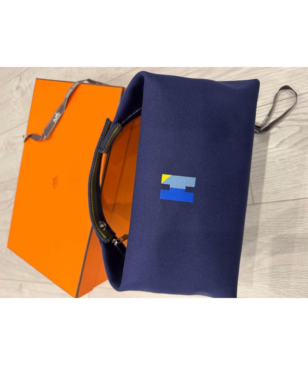 HERMES Темно-синяя деним косметичка, фото 7