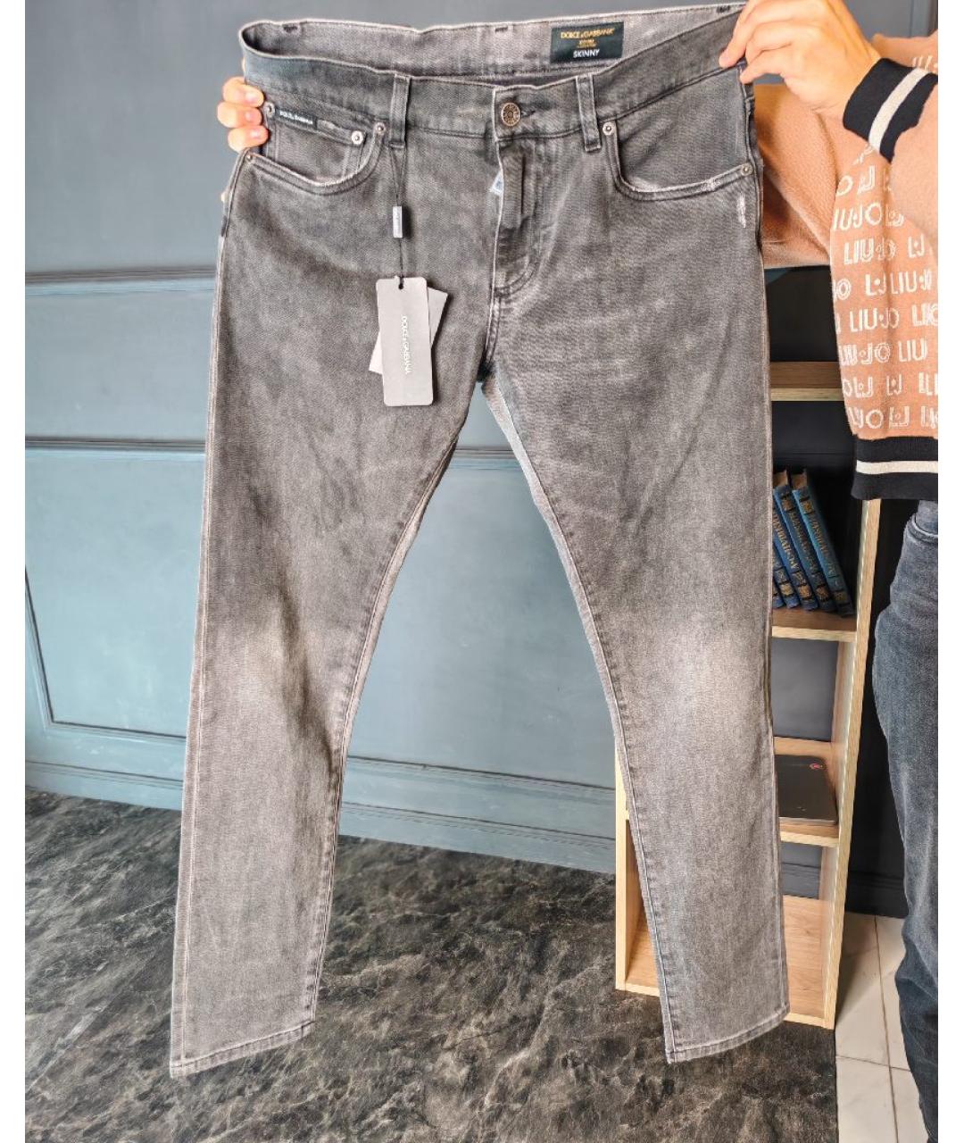 DOLCE&GABBANA Антрацитовые хлопковые джинсы скинни, фото 10