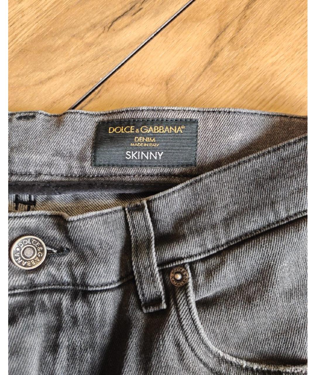 DOLCE&GABBANA Антрацитовые хлопковые джинсы скинни, фото 4