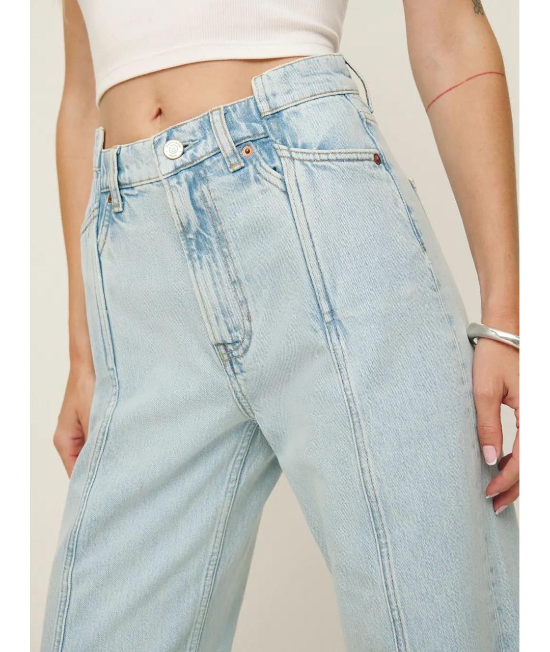 REFORMATION Голубые хлопковые джинсы клеш, фото 4