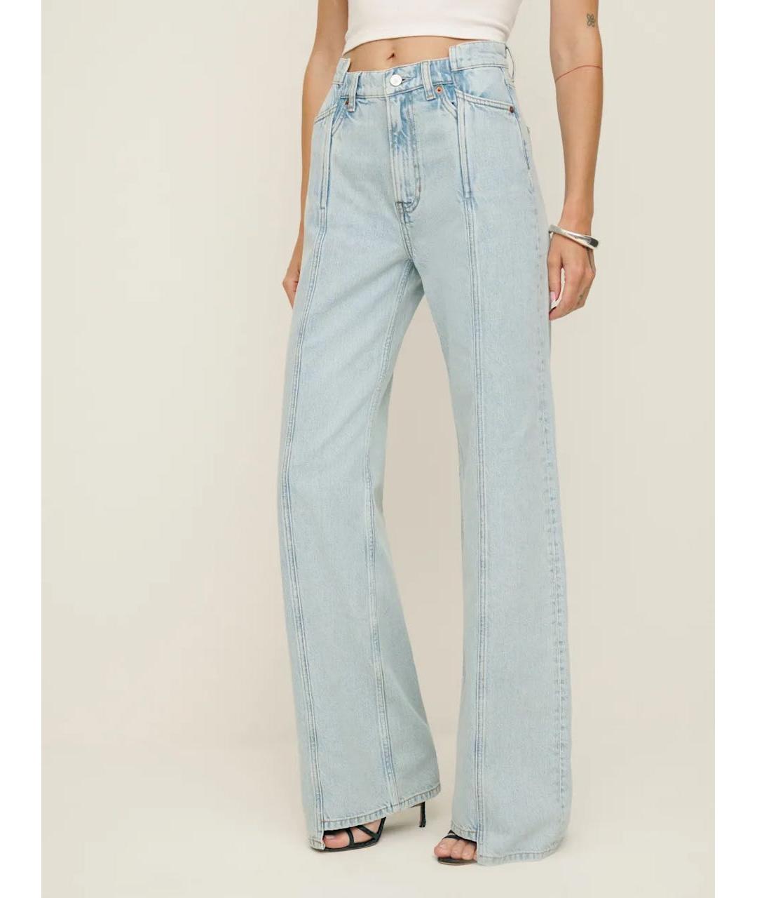 REFORMATION Голубые хлопковые джинсы клеш, фото 2