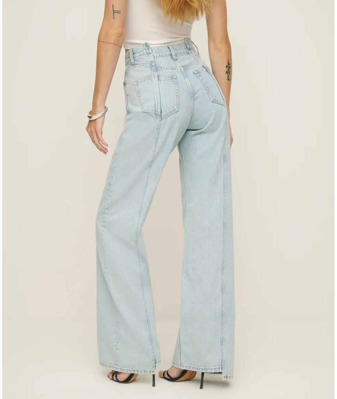 REFORMATION Голубые хлопковые джинсы клеш, фото 3
