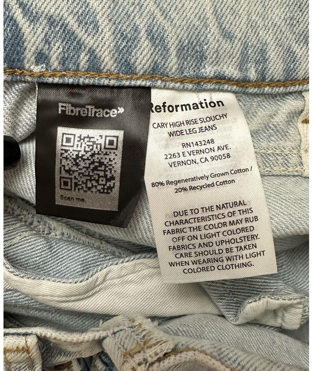 REFORMATION Голубые хлопковые джинсы клеш, фото 8