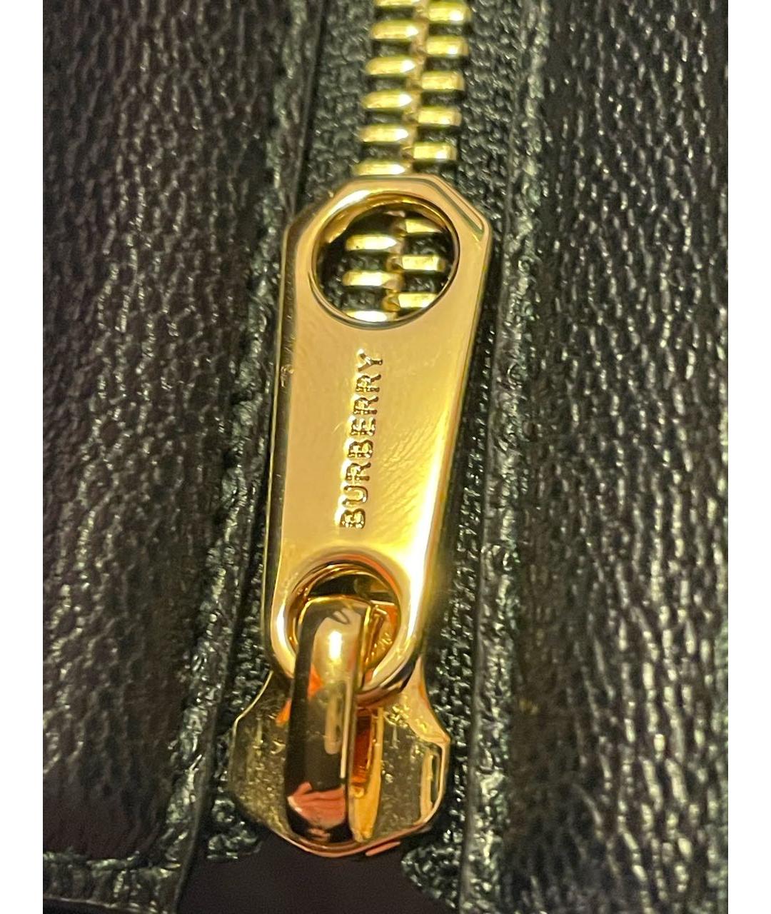BURBERRY Черная кожаная сумка тоут, фото 5