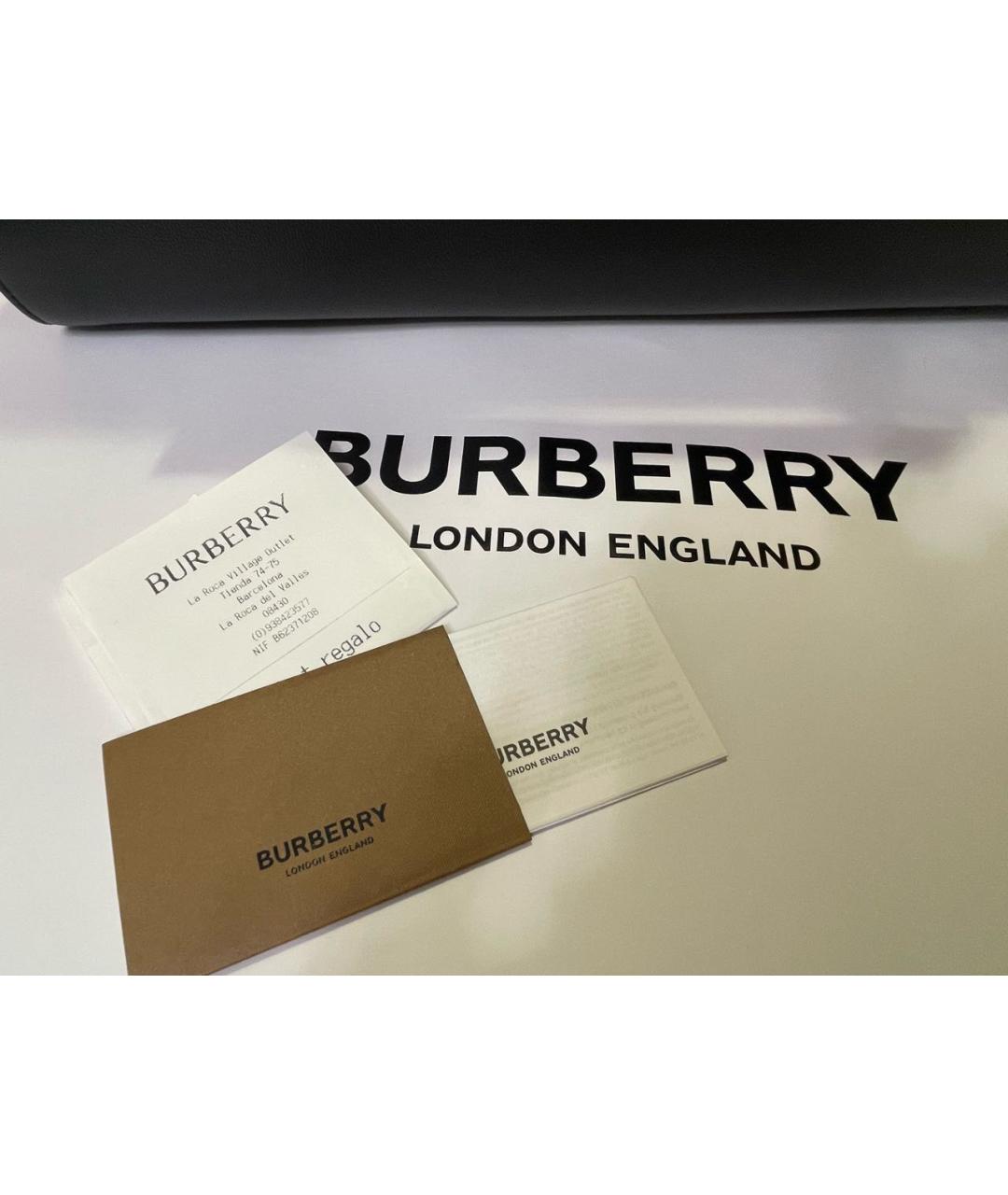 BURBERRY Черная кожаная сумка тоут, фото 8