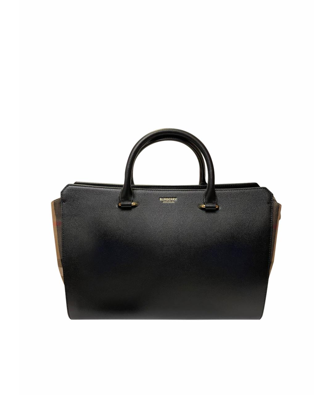 BURBERRY Черная кожаная сумка тоут, фото 1