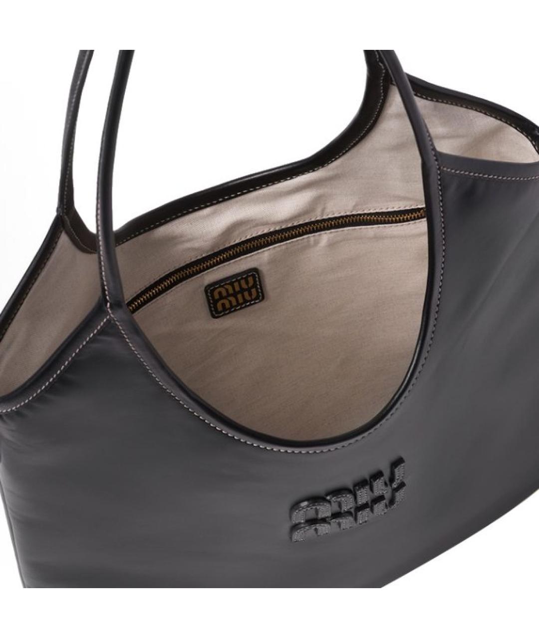 MIU MIU Черная кожаная сумка с короткими ручками, фото 5