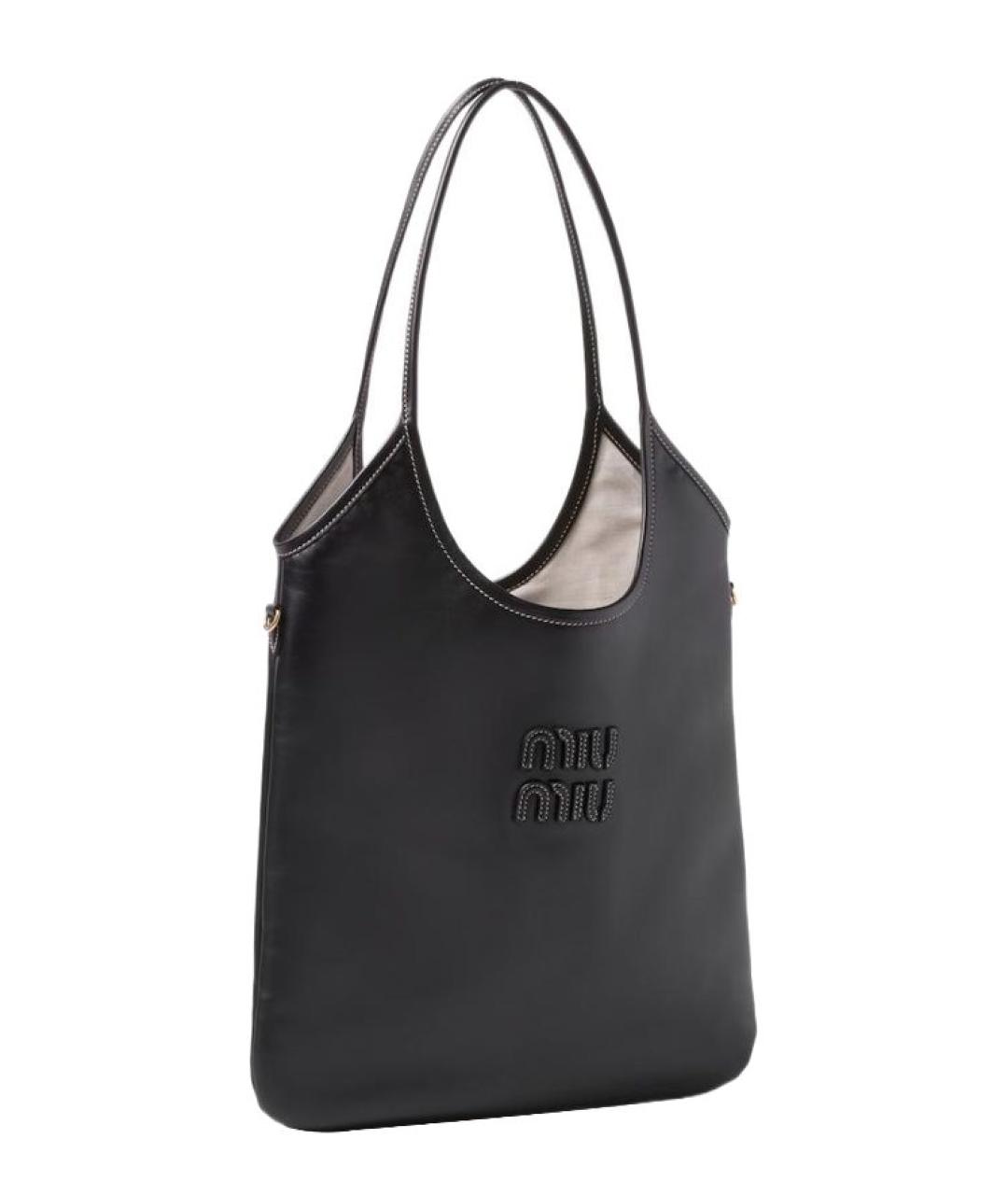 MIU MIU Черная кожаная сумка с короткими ручками, фото 2