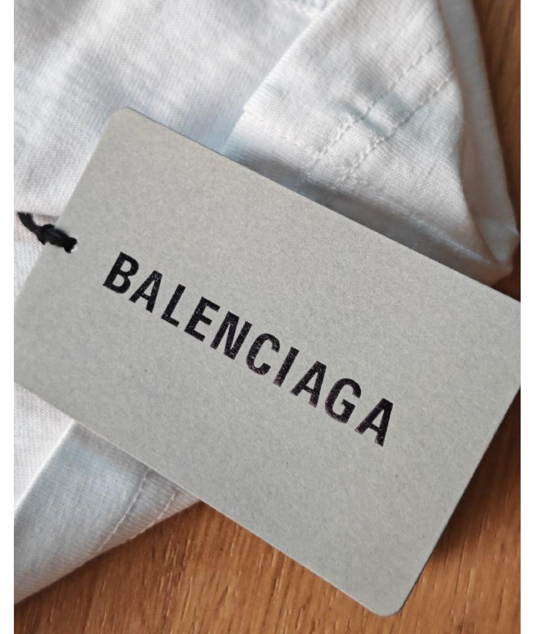 BALENCIAGA Белая хлопковая футболка, фото 4