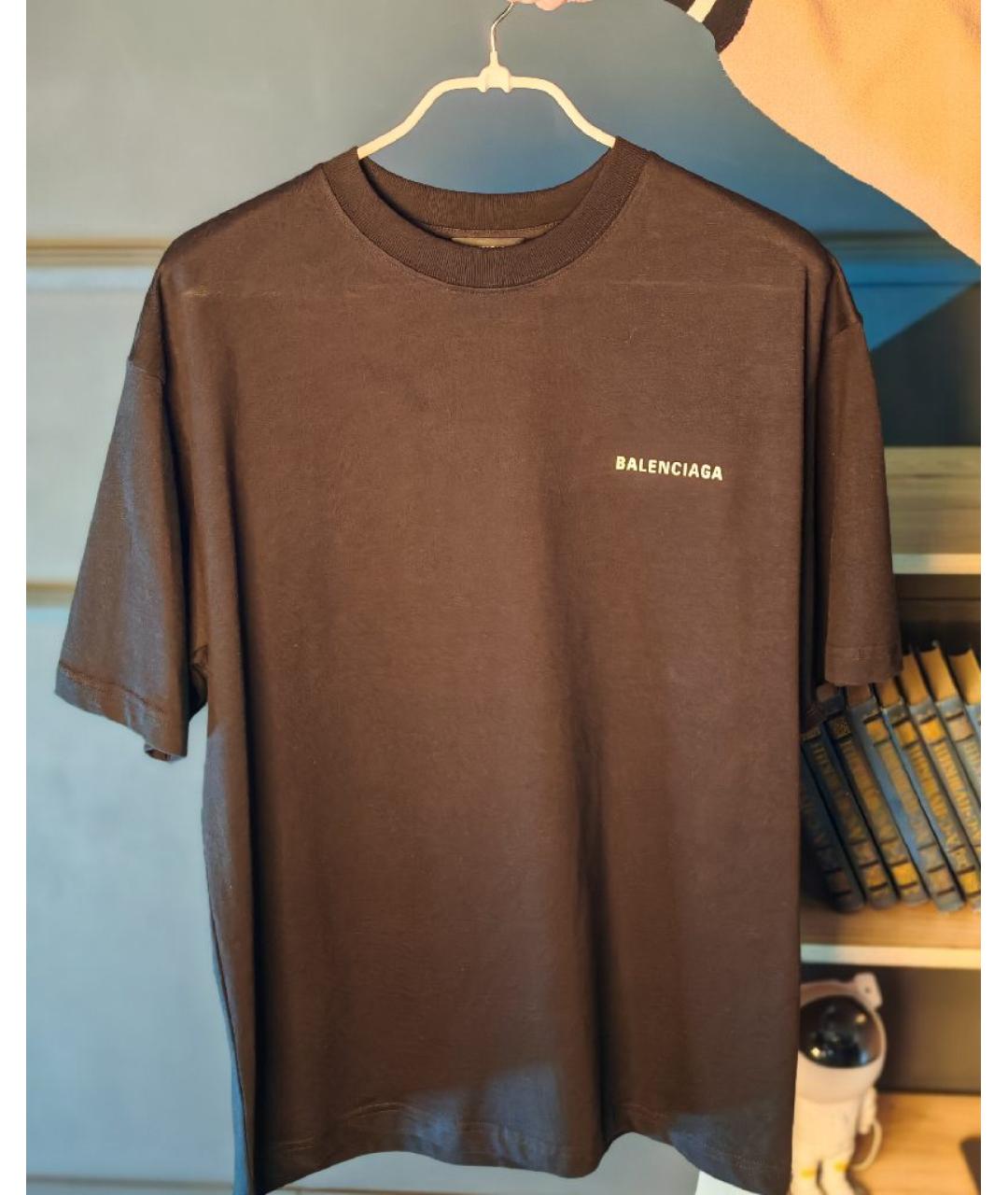BALENCIAGA Черная хлопковая футболка, фото 5