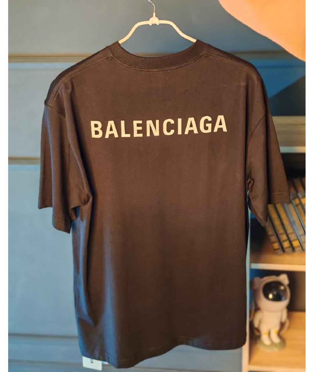BALENCIAGA Черная хлопковая футболка, фото 2