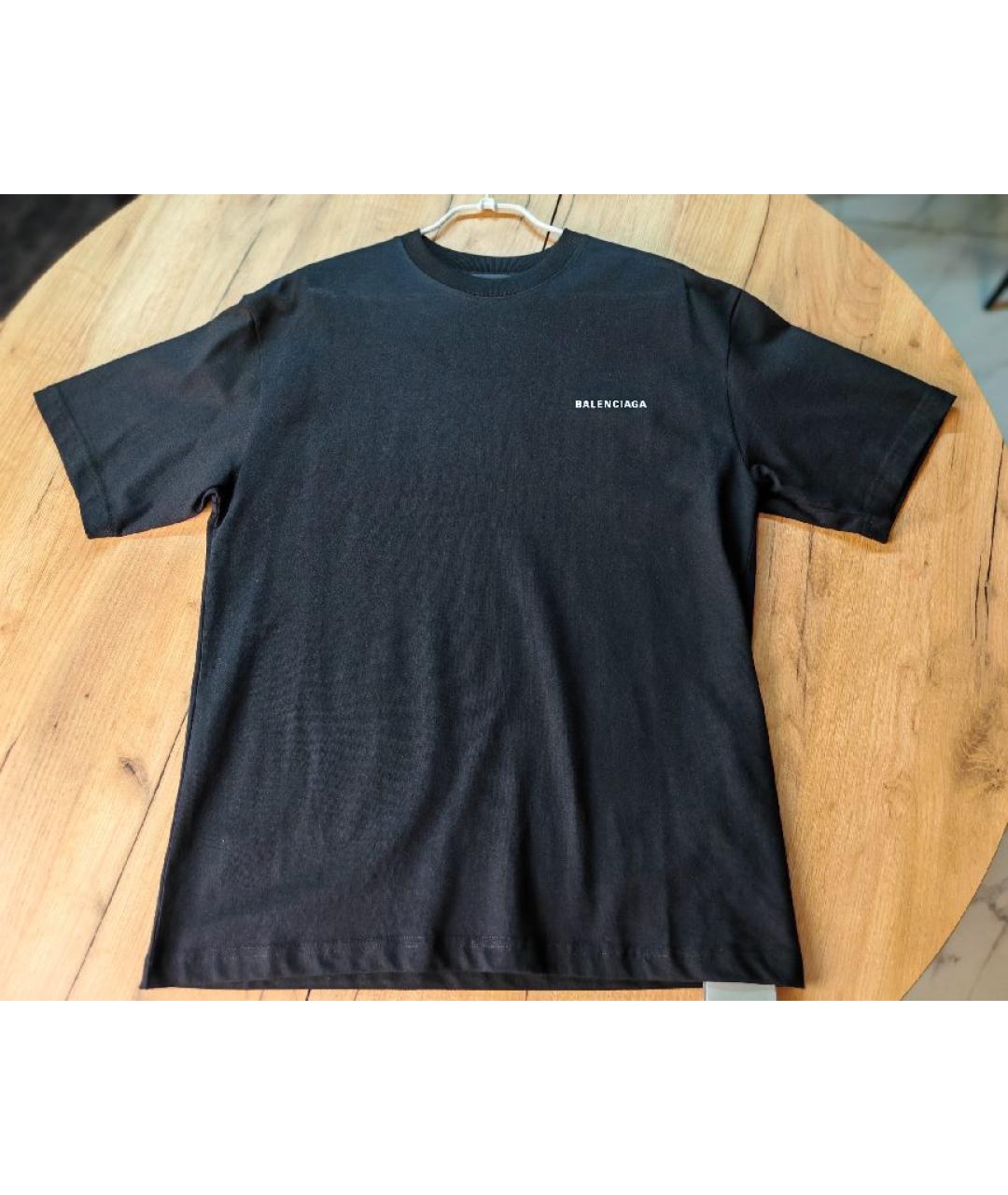 BALENCIAGA Черная хлопковая футболка, фото 3