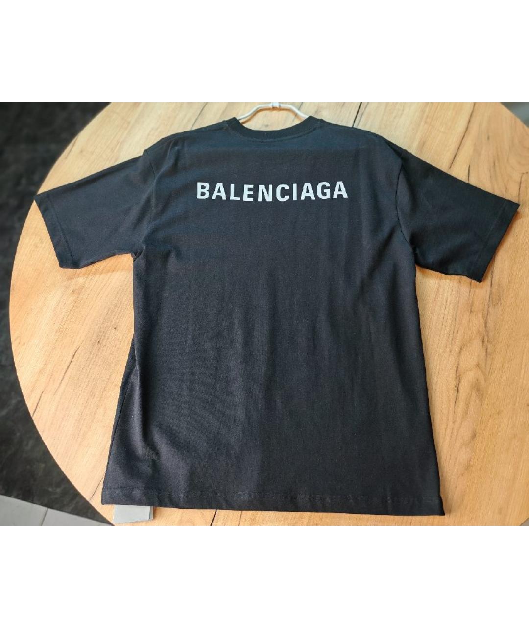 BALENCIAGA Черная хлопковая футболка, фото 4