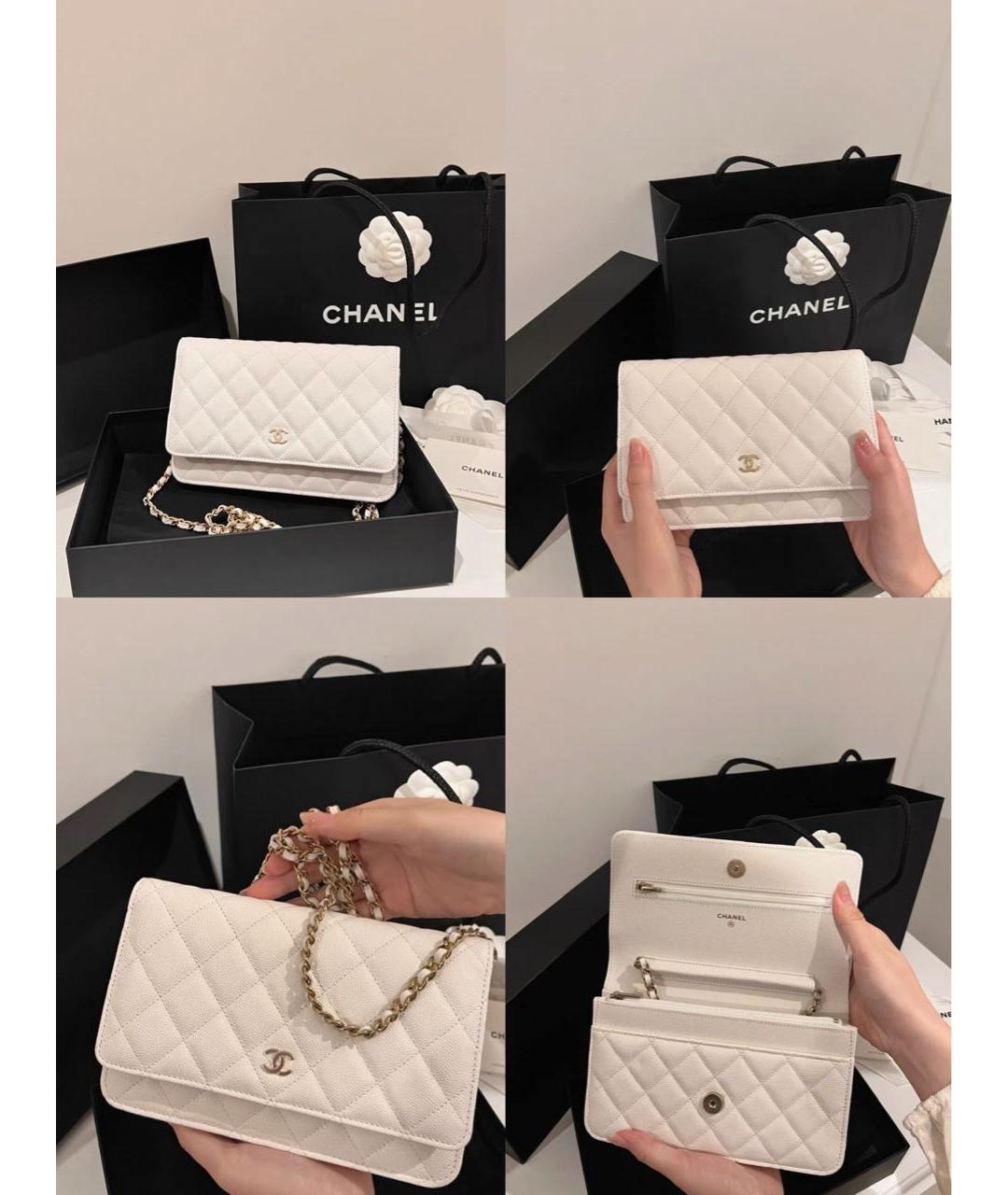 CHANEL Белая кожаная сумка через плечо, фото 2